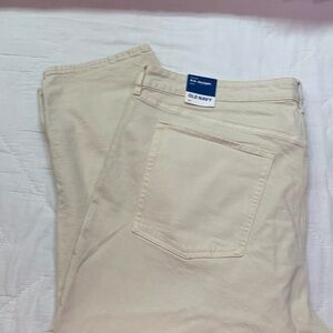 Old Navy High-Rise O.G. Straight Ankle Jeans Plus Size 28 Cream Denim NWT